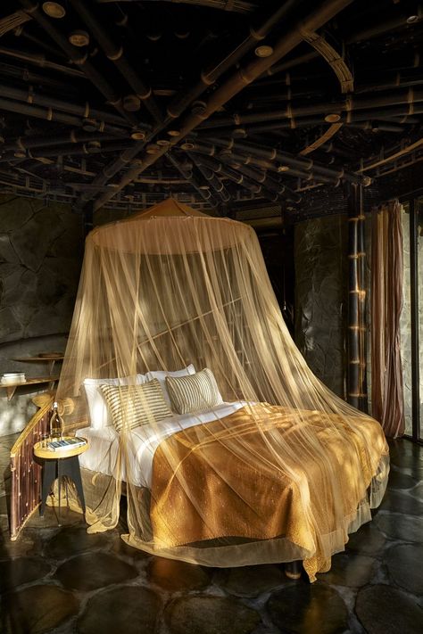 Bamboo Villa in Indonesia Frat House, Balinese Decor, Glass Menagerie, Bamboo House, Dekorasi Kamar Tidur, 2023 Vision, Style Deco, Maximalism, Mosquito Net