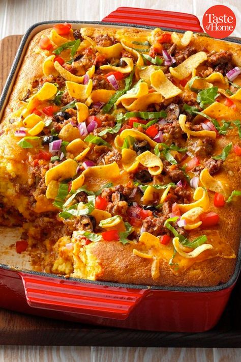 80 Super Easy Ground Beef Dinners Lunch Meat Casserole, Summer Casseroles Dinners, Pot Luck Casseroles, Easy Potluck Recipes Crockpot, 9x13 Meals, Entre Recipes, Dump Casseroles, Taco Cornbread Casserole, Cornbread Taco