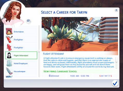 The Sims 4 Flight Attendant Career! [10 Career Levels] - NEEDS UPDATING! A flight attendant’s job is to ensure emergency equipment is working on planes, that the cabin is clean and hygenic, and that... Aspiration Sims 4 Cc, Sims 4 Flight Attendant, Sims 4 Flight Attendant Cc, Sims 4 Custom Careers, Sims 4 Carrer, Mortician Career, Sims 4 Cc Jobs, Sims Traits, Architect Career