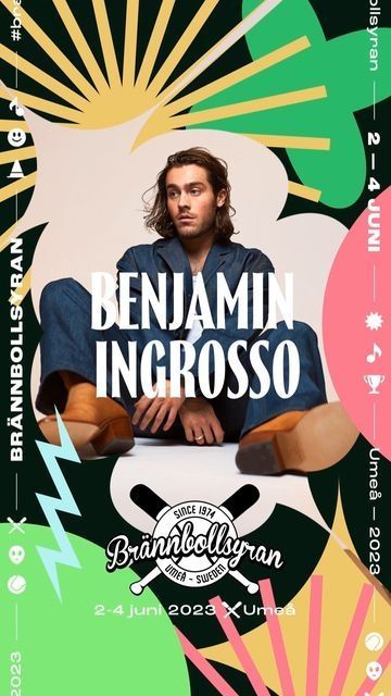 Another festival performance for Swedish singer, songwriter Benjamin Ingrosso this summer will be at Brannbollsyran on Friday 2nd June in Umeå! #festival #musicfestival #festivals4all #europeanfestival #sweden #umea #ultimatefestivalguide Human Poster, European Festivals, Brunch Club, Summer Fest, Festival Guide, Festival 2023, Summer Festival, Visual Identity, Singer Songwriter