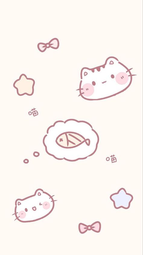 Kitty Cat Wallpaper, Wallpaper For Homescreen, Pink Wallpaper Kawaii, Wallpers Pink, Blue Butterfly Wallpaper, Bunny Wallpaper, Soft Wallpaper, Cute Animal Drawings Kawaii, Hello Kitty Iphone Wallpaper