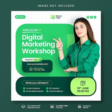 Social Media Marketing Course, Webinar Creative Ads, Webinar Design Inspiration, Course Poster Design, Webinar Ideas, Digital Marketing Poster, Banner Minimalist, Carrousel Instagram, Courses Design