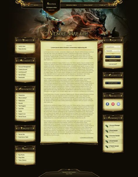 #game #web #design #webdesign #fantasy Fantasy Website Design, Fantasy Layout, Game Web Design, Fantasy Website, High Fantasy, Fantasy Games, Web Template, Logo Ideas, Site Design