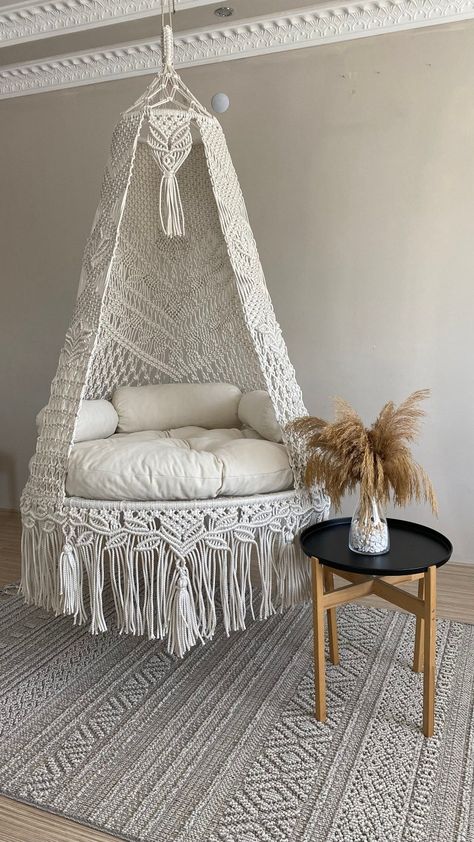 Hanging Chair Macrame Round Swing Hängesessel Swing Chair - Etsy Australia Macrame Round, Macrame Chair, Chair Macrame, Room Swing, Hanging Chair Indoor, Indoor Hammock Chair, Macrame Hanging Chair, Macrame Chairs, Macrame Swing