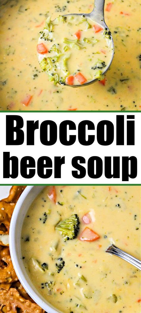 Broccoli beer cheese soup recipe that is creamy with tender fresh produce inside. Serve as a meal or dip. Use light or dark beer. Broccoli Beer Cheese Soup, Cheesey Broccoli, Easy Beer Cheese Soup, Beer Cheddar Soup, Beer Cheese Soup Recipes, Beer Soup, Beer Cheese Soup, Cheese Soup Recipe, Beer Cheese Soups