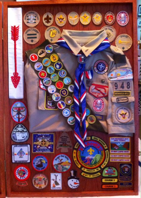 Eagle Scout Shadow Box Scouts Badges Display, Eagle Scout Shadow Box Display, Eagle Scout Shadow Box Ideas, Eagle Scout Display, Eagle Shadow, Eagle Ceremony, Boy Scout Badges, Boy Scouts Eagle, Boy Scout Uniform