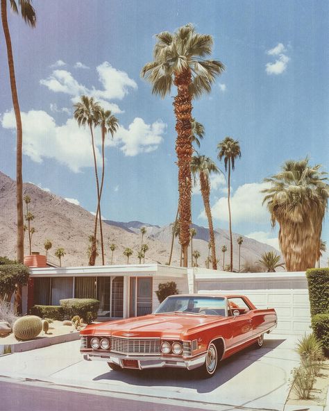 1 or 2? I’m a bit obsessed with 70s aesthetics at the moment… and of course Palm Springs as always 😍 Get your wall poster on liminaldestinations.com (link in bio!) • • • • (AI images — MJ 6) #70sinterior #1970sinterior #70saesthetic #1970s #70svibes #70snostalgia #70sdecor #70s #vintage #interiordesign #homedecor #luxuryhomes #midcentury Vintage Palm Springs Aesthetic, California 1970s, 70 Aesthetic, 1970s Cars, Retro Architecture, Country America, 70’s Decor, Vintage Palm Springs, Palm Springs Aesthetic