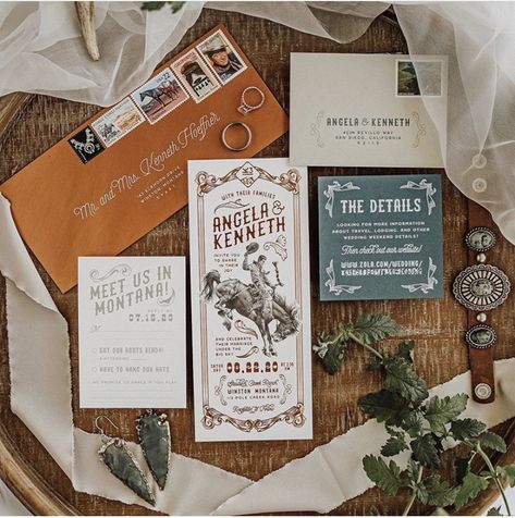 Wild Wild West Invitation, Vintage Western Wedding Invitations, Western Invitations Wedding, Wild West Wedding Theme, Western Wedding Magazine, Cowboy Moodboard, Elegant Western Wedding, Vintage Western Wedding, Cowboy Wedding Invitations