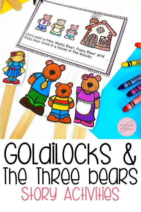 Bridge oral retell and comprehension skills like summarizing, comparing versions, studying characters and more with this Goldilocks and the Three Bears story activity resource. Extend the fun with literacy and math themed activities. Great for any Fairy Tale Unit! Popsicle Stick Puppets, Three Bears Activities, Math Maze, Fairy Tales Unit, Story Retell, Goldilocks And The Three Bears, The Three Bears, Comprehension Skills, Story Activities