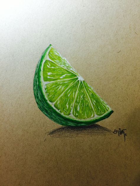 Lime Drawings Fruit, Lime Drawings, Mango Drawings, Lime Tattoo, Fruits Drawing, Realistic Drawing, Meaningful Drawings, Limes, Realistic Drawings