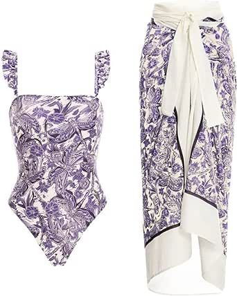 Purple Suits, Beachwear Skirt, Ruffle Swimsuit, Beach Skirt, Costume Intero, Swimwear Sets, Print Swimsuit, Swimsuit Set, Maxi Dresses Casual