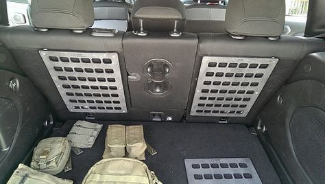 MOLLE Panels for Trunk - Jeep Renegade Forum Jeep Trailhawk Accessories, Diy Molle Panel, Molle Panel Diy, Jeep Soft Top Storage, Molle Seat Back Panel, Built Jeep, Jeep Jku Diy Rear Storage, Jeep Renegade Trailhawk, Car Trunk Storage