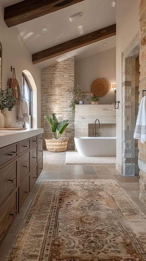 Modern Spanish Flooring, Hacienda Interior Design, Modern Hacienda, Colorado House, Spanish Style Home, Spanish House, Dream House Interior, Bathroom Remodel Master, House Bathroom