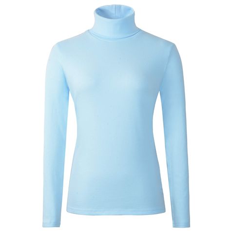 Light Blue Turtleneck, Turtleneck Layering, Cotton Turtleneck, Layered Fits, Thermal Shirt, Womens Turtleneck, Plain Tops, Turtleneck Top, Black Turtleneck