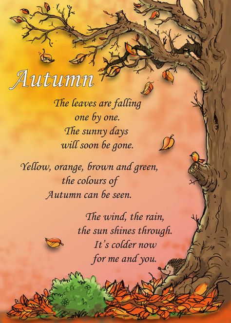 Autumn Poem Autumn Poem, Autumn Poetry, Autumn Poems, Childrens Poems, Leaves Falling, Poetry For Kids, Kids Poems, Fall Preschool, Preschool Songs