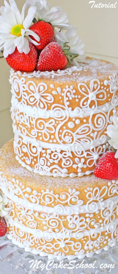 Cakes Without Frosting, Cake Without Frosting, Frosted Cake, Cake Video, Naked Cakes, Cake Decorating Videos, Monkey Bread, Dress Cake, Cake Videos