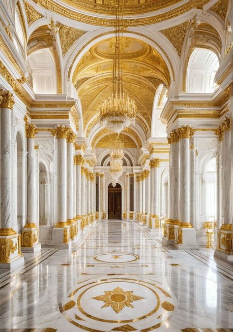 White And Gold Castle, New Classic Interior Design, New Classic Interior, Golden Castle, Castle House Design, House Interior Design Styles, Fantasy Rooms, Jeezy, Castle Aesthetic