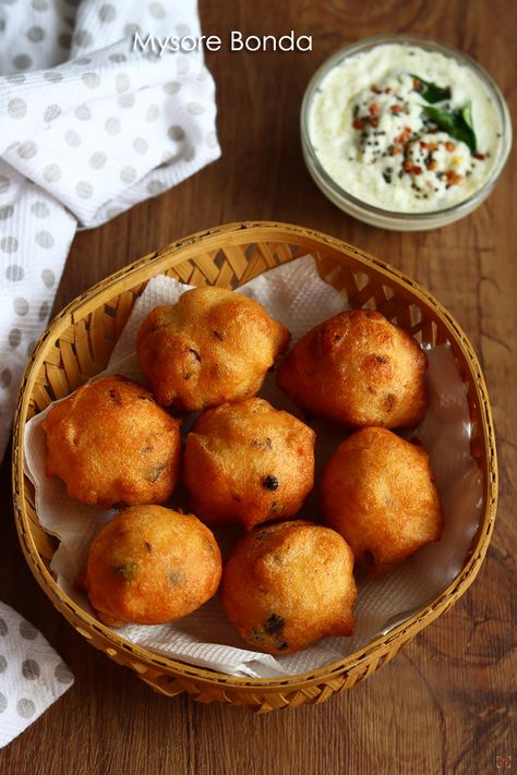 Mysore Bonda Recipe Mysore Bonda Recipe, Mysore Bonda, Bonda Recipe, South Indian Snacks, Burger Bites, Veg Snacks, Indian Sweets, Indian Snacks, Mysore