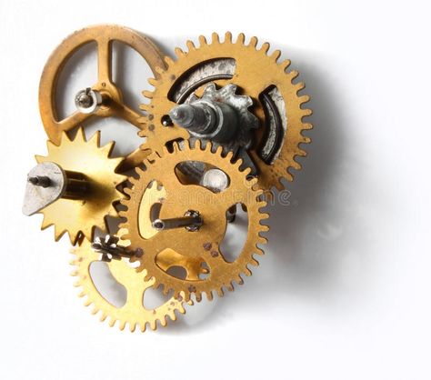 Old clock mechanism. Old clockwork mechanism with brass metal cogs on white back , #AFFILIATE, #clockwork, #brass, #clock, #mechanism, #white #ad Gear Art, Alternative Wedding Rings, Old Clocks, Bike Chain, Antique Watches, Wooden Clock, Desk Clock, Metal Gear, Clock Mechanism