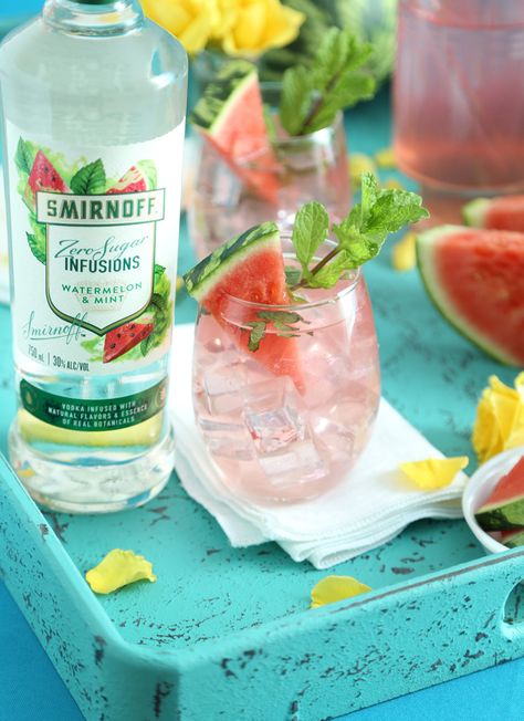 Flavored Vodka Drinks, Vodka Infusions, Smirnoff Recipes, Smirnoff Watermelon, Brunch Punch, Mint Cocktails, Caramel Vodka, Strawberry Vodka, Pudding Shots