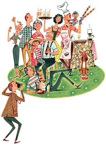 This man taught me how to think funny! 1957 illustration by Ferguson Dewar | Flickr Camping Couple, Vintage Illustration Art, Mid Century Illustration, Illustration Noel, Vintage Carnival, Vintage Illustrations, Illustration Vintage, Norman Rockwell, Mid Century Art