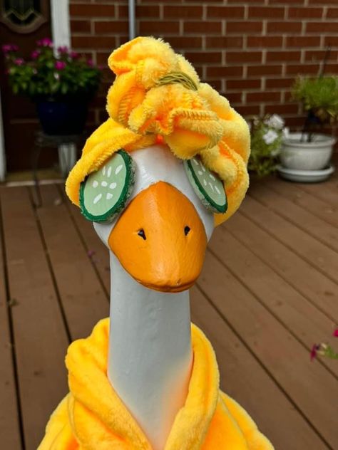 Porch Goose Valentines Day, Silly Goose Costume, Porch Goose Outfit Ideas, Porch Goose Clothes Diy, Porch Goose Clothes, Porch Geese, Goose Costume, Goose Outfits, Porch Goose