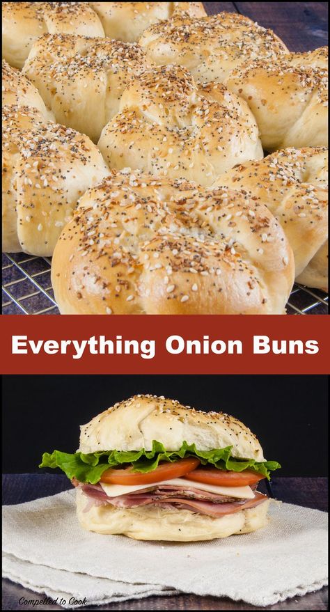 Onion Rolls Recipe, Onion Buns, Homemade Everything, Onion Bagel, Everything Bagels, Sautéed Onions, Onion Rolls, Baking Breads, Fusion Recipes