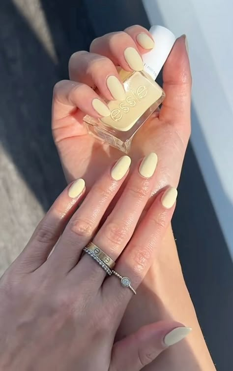 Buttercup Yellow Nails, Butter Yellow Nails, Pale Yellow Nails, Light Yellow Nails, Butter Nails, Yellow Summer Nails, Pale Nails, Yellow Nail Designs, French Tip Gel Nails