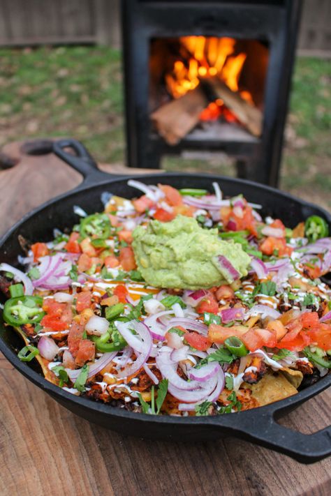 Loaded Huevos Rancheros Nachos - Over The Fire Cooking Recipes For Drumsticks, Chicken Asado Recipe, Fire Recipes, Chicken And Eggs, Grilled Buffalo Chicken, Over The Fire Cooking, Campfire Recipes, Wings Chicken, Corn Salsa Recipe