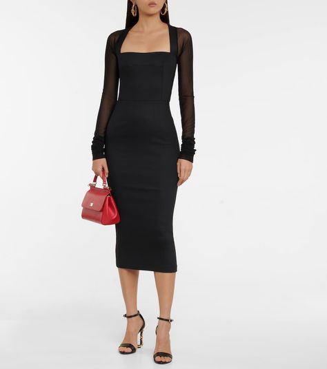 Cocktail Attire For Women, Interview Fits, Valentino Dress, Tv Interview, Designer Cocktail Dress, Dolce Gabbana Dress, Cocktail Attire, Extra Long Sleeves, Cocktail Party Dress