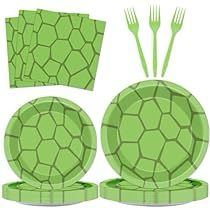 Turtle Themed Birthday Party Decorations, Turtle Two Birthday, Teen Party Decorations, Turtle Party Decorations, Turtle Party Favors, Turtle Texture, Sea Turtle Party, Green Tableware, Turtle Dessert