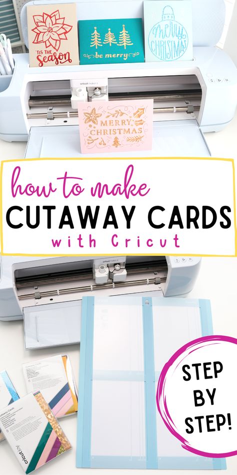 Cricut cutaway cards tutorial using the Cricut card mat 2x2 Easy Cricut Cards, How To Make A Card With Cricut, Making Cards With Cricut Maker, Card Making Cricut, Cricut Joy Cards Ideas, How To Make Cards With Cricut, Cricut Drawing Projects, Cards With Cricut Maker, Card Stock Cricut Projects