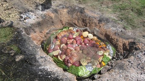 Maori Hangi Food cooked in an earth oven. Ground Photo, Hot Rocks, New Zealand Food, Wild Herbs, Māori Culture, Hot Stones, Rotorua, Natural Pool, Cheap Flights