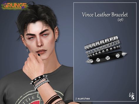 The Sims Resource - Sims 4 - Bracelets - WisteriaSims - For Men - Vince Leather Bracelet for men Sims 4 Cc Men Accessories Maxis Match, Sims 4 Male Hands Cc, Sims 4 Cc Male Bracelet, Sims 4 Cc Band Tees Male, Sims 4 Male Bracelet, Sims 4 Cc Assassin, Sims 4 Cc Punk Clothes Male, Sims 4 Men Jewelry Cc, Sims 4 Men Accessories Cc