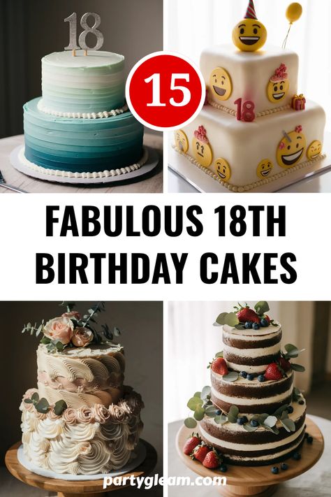 15 fabulous cake ideas to celebrate turning 18! From playful and colorful designs to elegant and sophisticated tastes, I've gathered a truly mouth-watering selection for your special day. Whether you want a whimsical theme or an exquisite design, you're sure to find the perfect inspiration for your milestone birthday cake. Turn heads with unique treat ideas that not only look amazing but taste wonderful too. Let these stunning choices spark your imagination for a celebration everyone will remember. 21st Birthday Cake Designs, Cake Toppings Decoration, 18th Birthday Cake Ideas, 18th Birthday Cakes, Chalkboard Cake, Whimsical Theme, Pull Apart Cupcake Cake, Birthday Cake Decorating Ideas, Dad Birthday Cakes