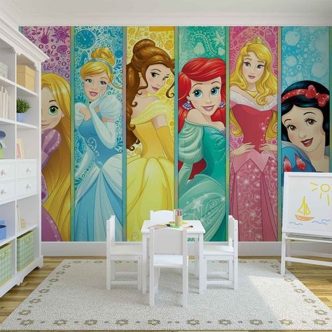 Aurora Bedroom, Princess Mural, Disney Desktop Wallpaper, Disney Princess Paintings, Disney Princess Bedroom, Paper Mural, Disney Princess Room, Princess Bedding, Ideas Cuarto