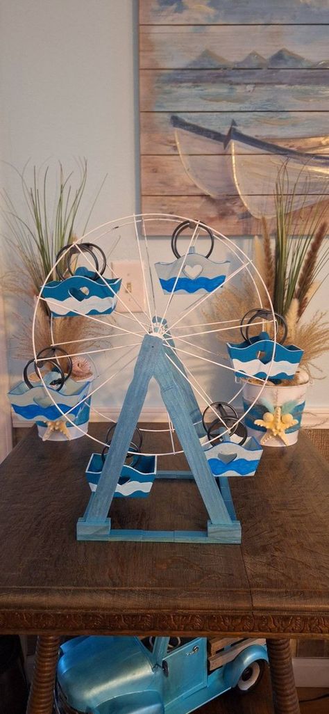 Dollar Tree Race Track Crafts, How To Make A Ferris Wheel Diy, Ferris Wheel Craft, Diy Ferris Wheel, Dollar Tree Toys, Dollar Tree Crafts Diy, Wheel Wreath, Ferris Wheels, Wheel Craft