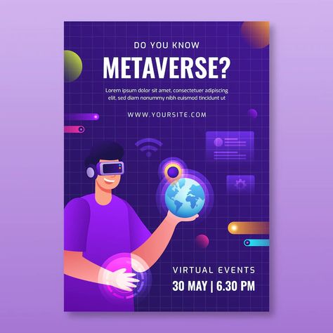 Metaverse Poster, Vr Design, Conference Poster, Vector Gradient, Youtube Channel Art, Sale Banner, Instagram Story Template, Story Template, Banner Template