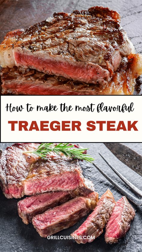 Learn how to cook ribeye, sirloin & other cuts of steak on a Traeger or pellet grill. This recipe always yields steakhouse-quality results! Traeger Grill Recipes, Ribs On Grill, Pellet Grill Recipes Traeger Sirloin Steak Recipes, Traeger Steak Recipes, Traeger Hamburgers, Traeger Steak, Porterhouse Steak Recipe, How To Cook Ribeye, Cuts Of Steak, Prime Rib Steak, Steak And Broccoli