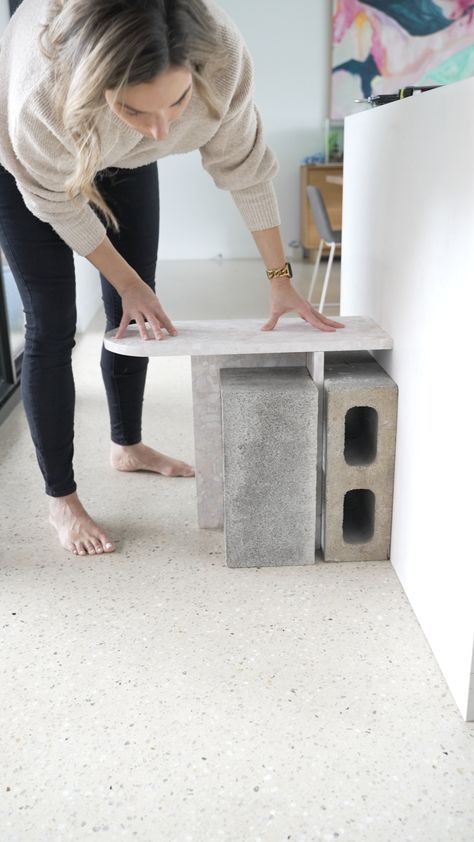 Diy Terrazzo Table Top, Diy Outdoor Side Table, Terrazzo Side Table, Side Table Diy, Diy Terrazzo, Modern Art Deco Home, Style Curator, Stone Side Table, Terrazzo Wall