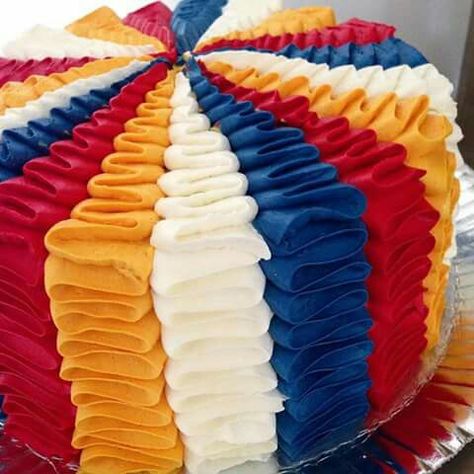 Blue And Yellow Cake, Red Buttercream, Ruffles Cake, Buttercream Ruffles, Red Birthday Cakes, Red Cake, Havana Nights, Yellow Cake, Creative Instagram Stories