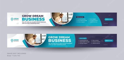 Premium Vector | Grow business large promotion web banner Long Banner Design, Web Banner Design Ideas, Horizontal Banner Design, Email Ideas, Keyword Elements Canva, Horizontal Design, Web Banners, Business Banner, Business Data