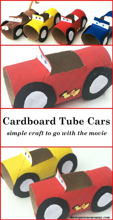 Cars Craft, Cardboard Tube Crafts, Flash Mcqueen, Disney Cars Movie, Movie Crafts, Transportation Crafts, Car Craft, Simple Craft, Diy Papier