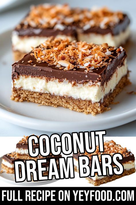 Coconut Dream Bars - Yeyfood.com: Recipes, cooking tips, and kitchen hacks for home cooks of all levels Coconut Dream Bars, Yummy Bars, Cinnamon Bread Easy, Hacks For Home, Bacon Fried Cabbage, Dream Bars, Coconut Dream, Gf Desserts, Easy Cinnamon