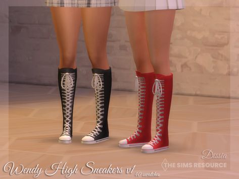 Aesthetic Sims, Knee High Converse, High Converse, Cc Shoes, Sims 4 Cc Shoes, Free Sims 4, Sims 4 Teen, All Star Shoes, Girls Converse