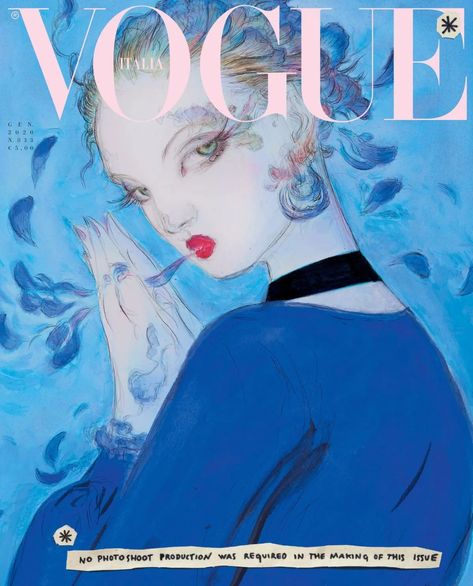 Yoshitaka Amano Teams Up With Vogue Italy 20th Century Painters, Yoshitaka Amano, Lindsey Wixson, Vogue Magazine Covers, Magazine Vogue, New York Times Magazine, Ipad Drawings, Cool Magazine, Sharon Stone