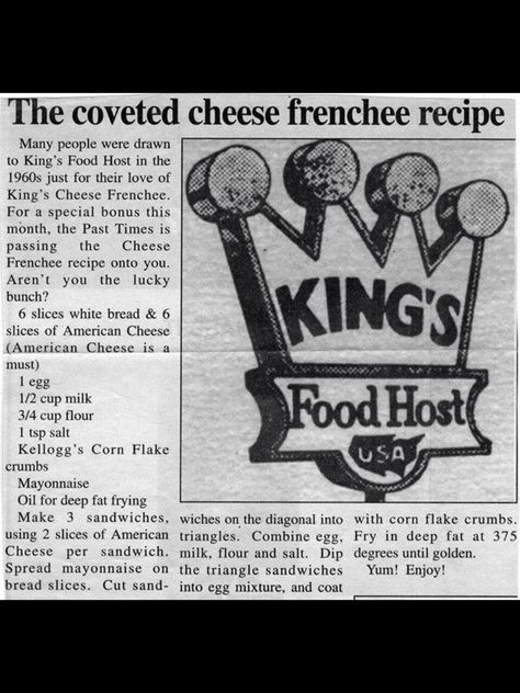 King's Food Host in Minot ND Cheese Frenchee recipe Best Sandwiches, Texas Toast, King Food, Air Fryer Healthy, American Cheese, Best Sandwich, Retro Recipes, Cheese Sandwiches, White Bread