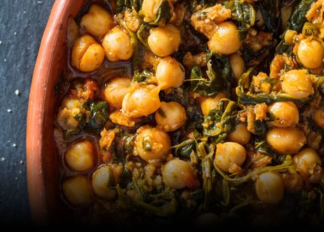 Espinacas con Garbanzos (Andalusian Spinach and Chickpeas) | America's Test Kitchen Chickpeas Spinach Recipe, American Test Kitchen, Donut Toppings, America's Test Kitchen Recipes, Kitchen Recipe, America's Test Kitchen, Spinach Recipes, Americas Test Kitchen, Frozen Spinach