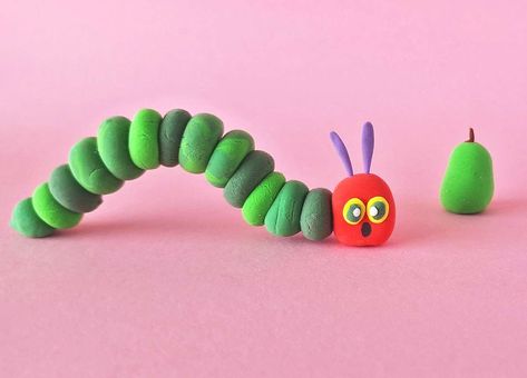 Clay Very Hungry Caterpillar Craft Project The Hungry Caterpillar Crafts, Clay Caterpillar, Very Hungry Caterpillar Craft, Hungry Caterpillar Craft, Caterpillar Book, Caterpillar Craft, Frugal Family, The Very Hungry Caterpillar, Very Hungry Caterpillar