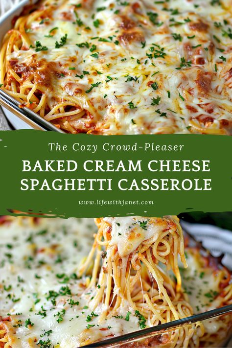 Baked Cream Cheese Spaghetti Casserole Cream Cheese Spaghetti Casserole, Baked Cream Cheese, Cream Cheese Spaghetti, Spaghetti Casserole Recipe, Baked Cream Cheese Spaghetti, Baked Spaghetti Casserole, Spaghetti Recipes Easy, Baked Spaghetti Recipe, Spaghetti Casserole